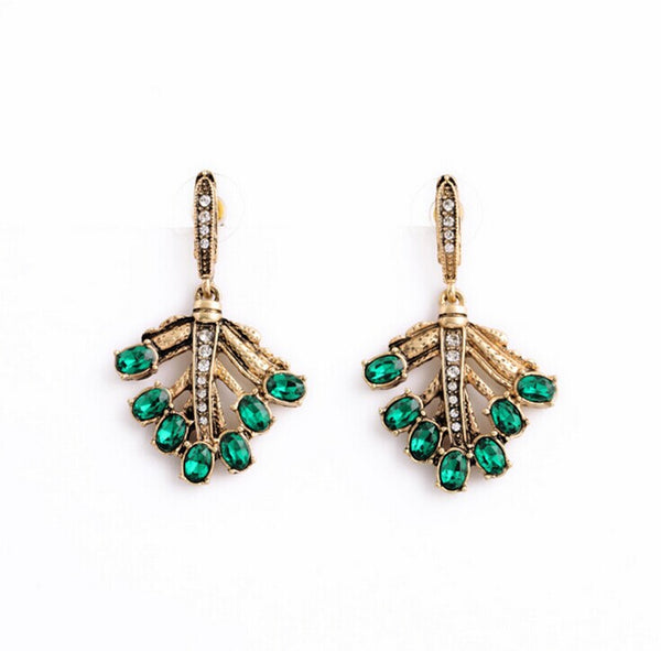 earrings - Emerald Green Linear Drop Earrings - Girl Intuitive - Girl Intuitive -