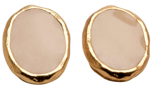 earrings - Enamel Oval Earring Studs - Girl Intuitive - Karine Sultan - Beige