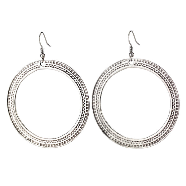 earrings - Etched Flat Hoop Earrings - Girl Intuitive - Island Imports -