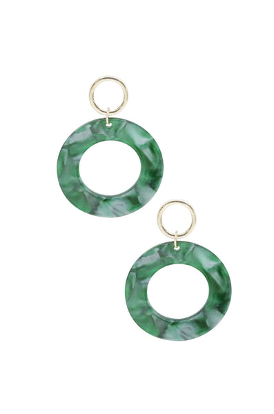 earrings - Ettika Green Resin Hoops in Gold - Girl Intuitive - Ettika -