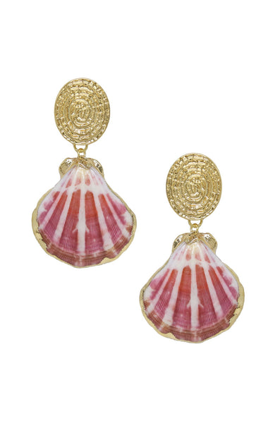 earrings - Ettika Hot Spot Pinky Shell Gold Earrings - Girl Intuitive - Ettika -