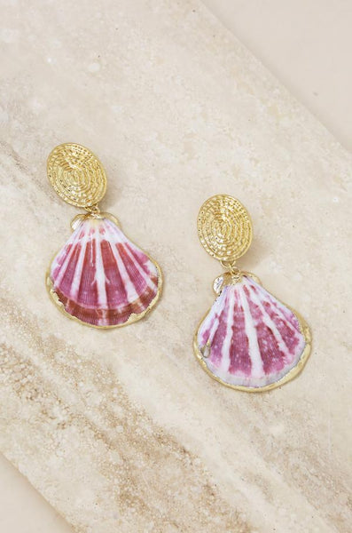 earrings - Ettika Hot Spot Pinky Shell Gold Earrings - Girl Intuitive - Ettika -