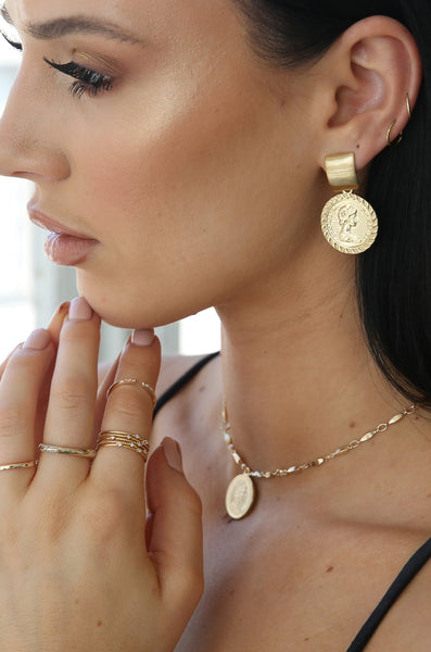 earrings - Ettika Mini Ancient Coin Earrings in Gold - Girl Intuitive - Ettika -
