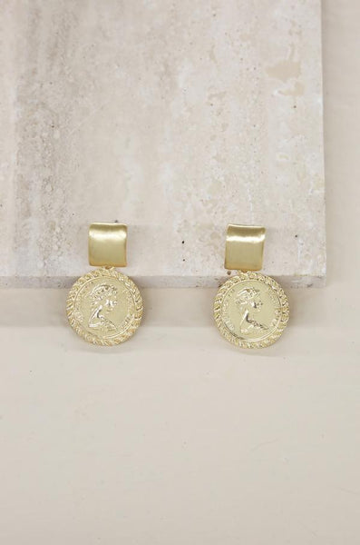 earrings - Ettika Mini Ancient Coin Earrings in Gold - Girl Intuitive - Ettika -