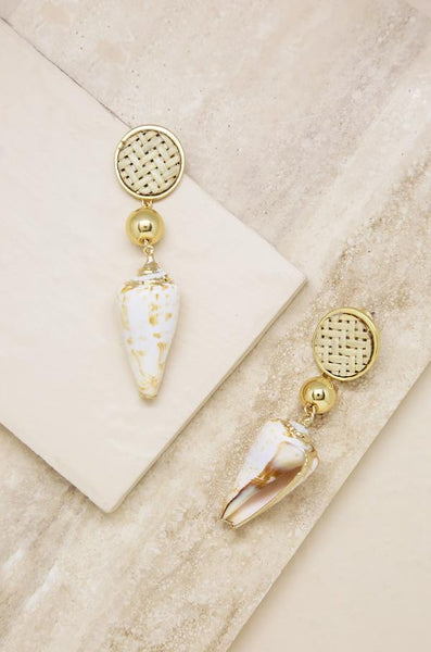 earrings - Ettika Nautical Nature Shell Earrings in Cream - Girl Intuitive - Ettika -