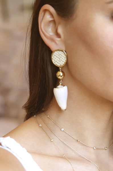 earrings - Ettika Nautical Nature Shell Earrings in Cream - Girl Intuitive - Ettika -