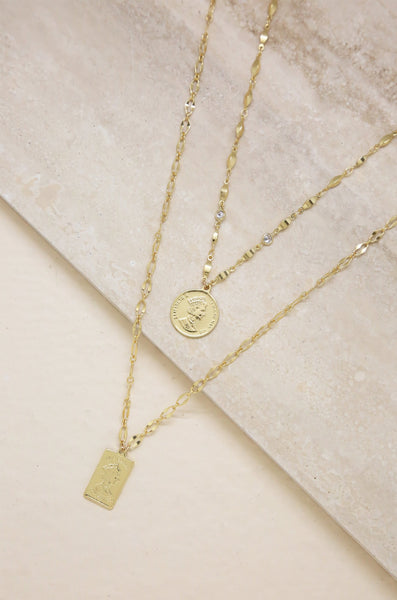 Necklace - Ettika Medallions of Mine Layered Gold Coin Necklace Set - Girl Intuitive - Ettika -