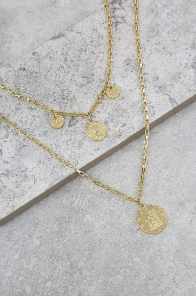 Necklace - Ettika Spare Change Layered Coin Necklace in Gold - Girl Intuitive - Ettika -