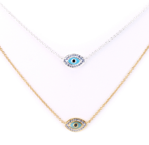 Necklace - Evil Eye Charm Necklace - Girl Intuitive - Island Imports -