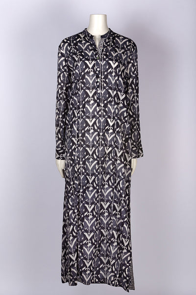 Kaftan - Ezra Wood-Block Printed Maxi Kaftan Dress - Girl Intuitive - Dolma - S / Black
