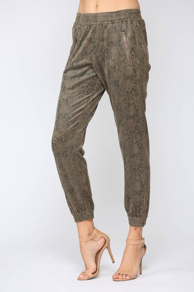 Pants - Fate Snake Print Faux Suede Jogger Pants - Girl Intuitive - Fate -