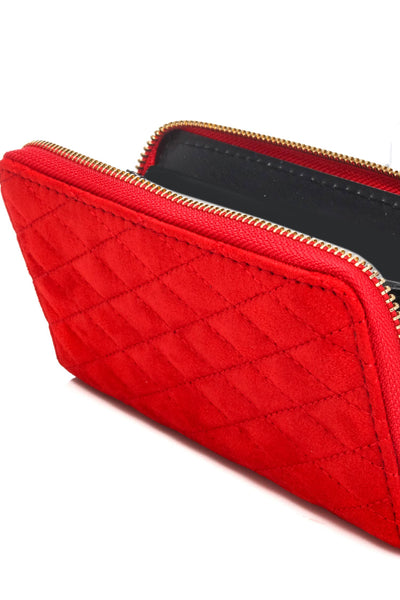 Wallet - Faux Suede Quilted Zipper Wallet - Girl Intuitive - Anarchy Street -