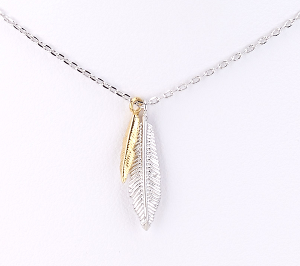 Necklace - Feather Charms Delicate Necklace - Girl Intuitive - Island Imports -