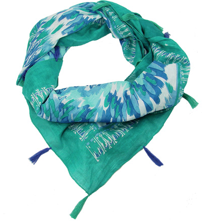 Scarves - Feather Square Scarf - Teal - Girl Intuitive - WorldFinds -