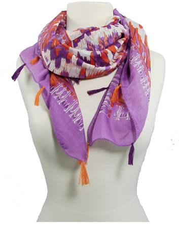 Scarves - Feather Square Scarf - Purple - Girl Intuitive - WorldFinds -