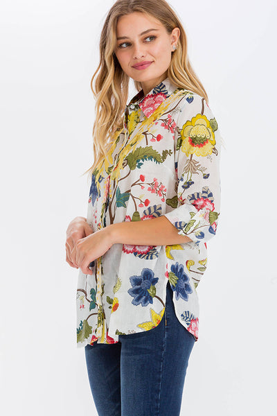 Shirts - Floral Printed Shirt with Embroidery - Girl Intuitive - Magazine Clothing -