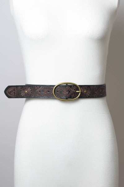 Floral Stitch Oval Buckle Belt – Girl Intuitive