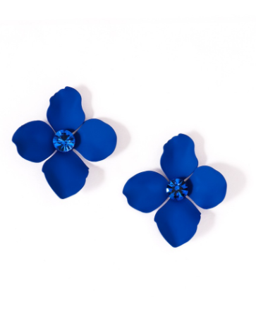earrings - Flower Statement Stud Earrings - Girl Intuitive - Zenzii - Blue