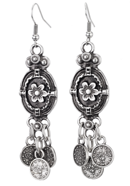 earrings - Flower Turkish Coin Earrings - Girl Intuitive - Island Imports -