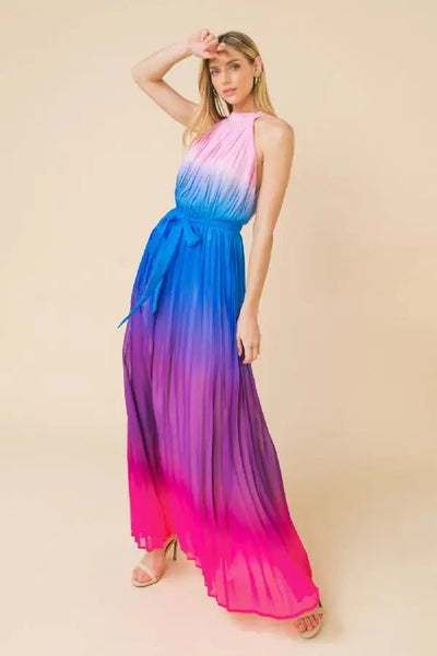 Dresses - Flying Tomato Ombre Pleated Maxi Dress - Girl Intuitive - Flying Tomato -