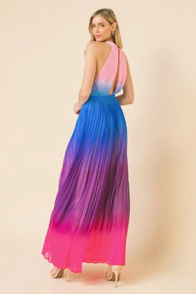 Dresses - Flying Tomato Ombre Pleated Maxi Dress - Girl Intuitive - Flying Tomato -