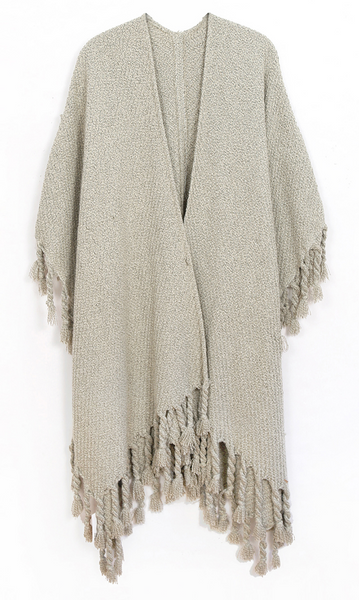 Scarves - Fringe Knit Ruana - Girl Intuitive - Christian Livingston - One Size / Beige