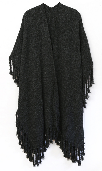 Scarves - Fringe Knit Ruana - Girl Intuitive - Christian Livingston - One Size / Black