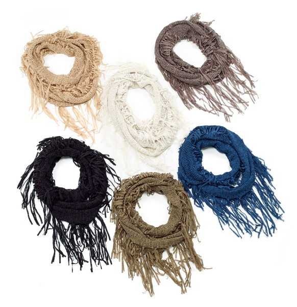 Scarves - Fringe Ribbon Infinity Scarves - Girl Intuitive - Island Imports -