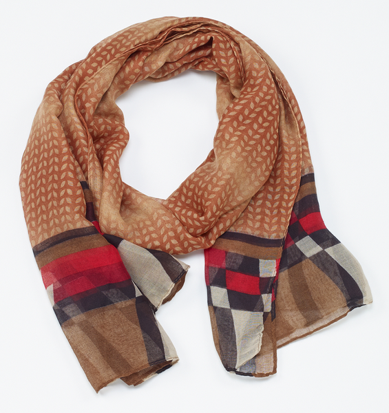 Scarves - Geo Oblong Scarf - Girl Intuitive - Island Imports - Brown