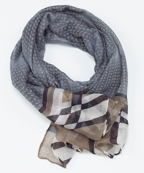 Scarves - Geo Oblong Scarf - Girl Intuitive - Island Imports - Gray