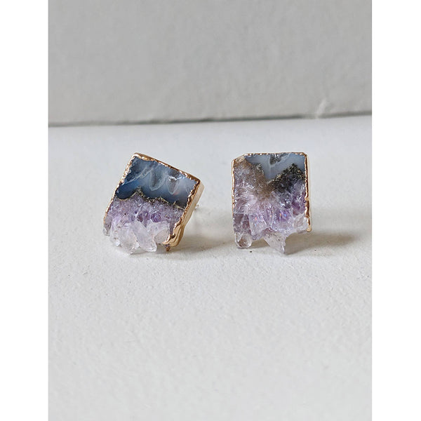 earrings - Geode Slab Earring Studs - Girl Intuitive - Nuance Jewelry -