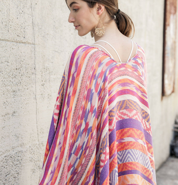 Kimono - Geometric Stripe Jacquard Kimono - Girl Intuitive - Leto -