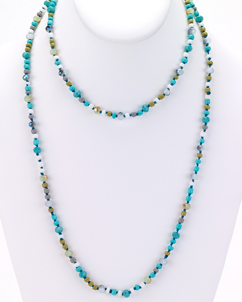 Necklace - Glass Beaded Long Necklace - Girl Intuitive - Island Imports - Blue