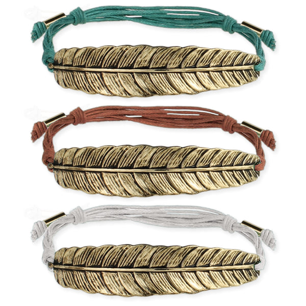 bracelet - Gold Feather Friendship Bracelet - Girl Intuitive - zad -