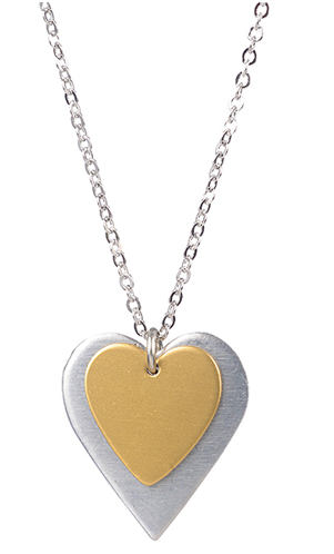 Necklace - Gold Over Silver Heart Pendant - Girl Intuitive - Jillery -