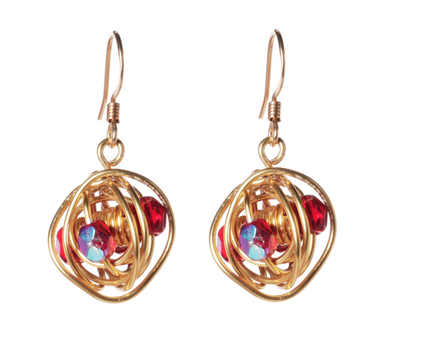 earrings - Gold Single Beaded Wire Ball - Girl Intuitive - Jillery -