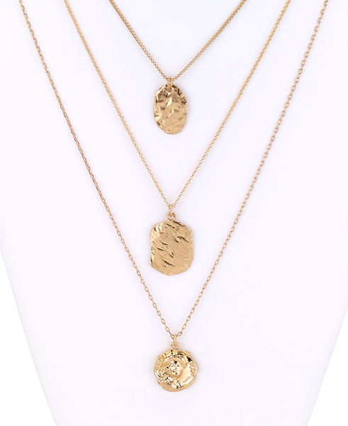 Necklace - Gold Coin Pendants Layered Necklace - Girl Intuitive - Island Imports -