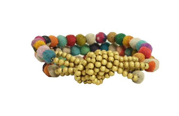 bracelet - Kantha Golden Knot Bracelet - Girl Intuitive - WorldFinds -