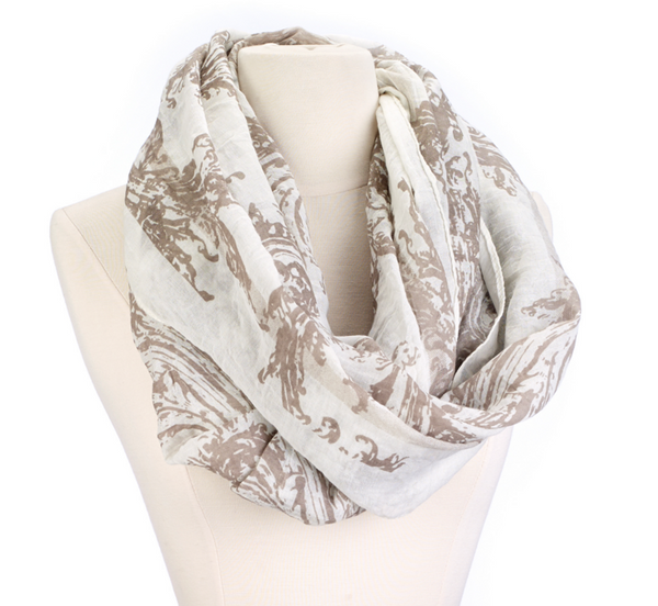 Scarves - Gothic Swirl Scarf - Girl Intuitive - Christian Livingston - Beige