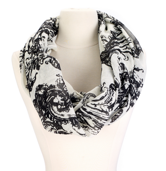 Scarves - Gothic Swirl Scarf - Girl Intuitive - Christian Livingston - Black