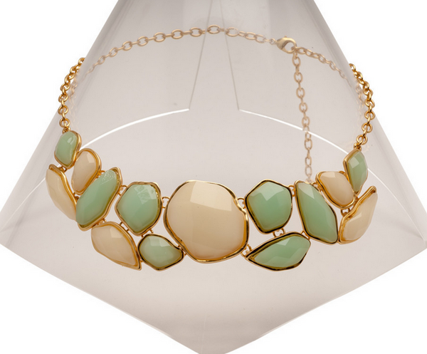 Necklace - Green and Cream Statement Necklace - Girl Intuitive - Karine Sultan -