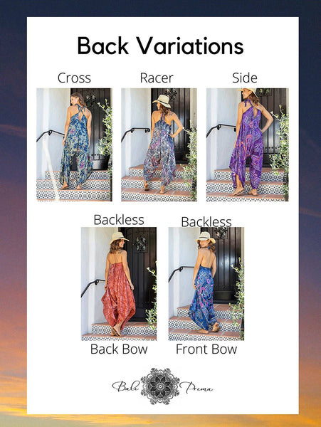 Jumpsuit - Gypsy Convertible Jumpsuit in Batik Periwinkle Rainbow Leaf - Girl Intuitive - Bali Prema -