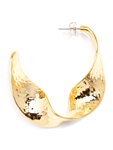 earrings - Hammered And Twisted Metal Hoop Earring - Girl Intuitive - Zenzii -