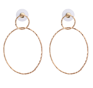 earrings - Hammered Double Hoop Earrings - Girl Intuitive - Island Imports - 2" / Gold