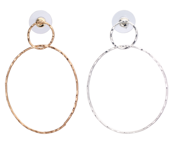 earrings - Hammered Double Hoop Earrings - Girl Intuitive - Island Imports -