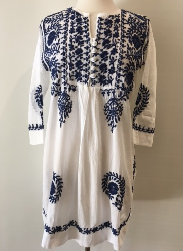 Tunic - Hand Embroidered Tunic in White - Girl Intuitive - Dolma -