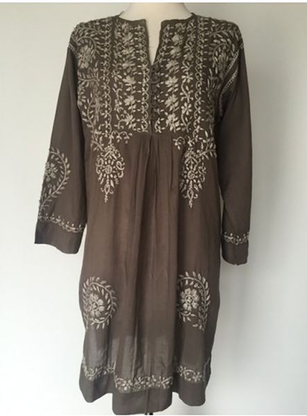 Tunic - Hand Embroidered Tunic Tan - Girl Intuitive - Dolma -