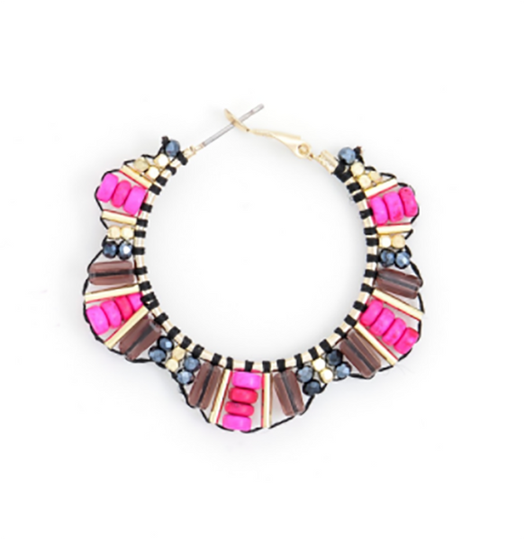 earrings - Handmade Hot Pink Hoop Earrings - Girl Intuitive - Zenzii -