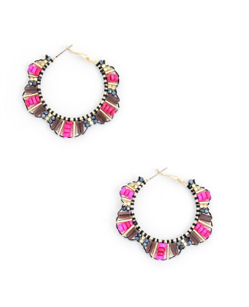 earrings - Handmade Hot Pink Hoop Earrings - Girl Intuitive - Zenzii -