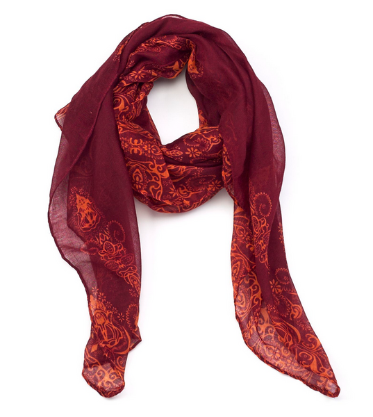 Scarves - Henna Design Scarf - Girl Intuitive - Island Imports - Burgundy